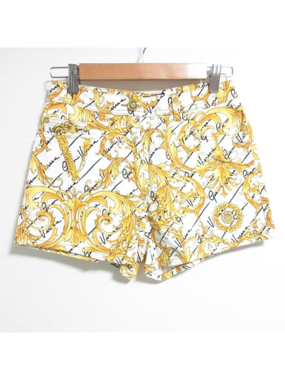 Versace Baroque Medusa Button Shorts 26 White
